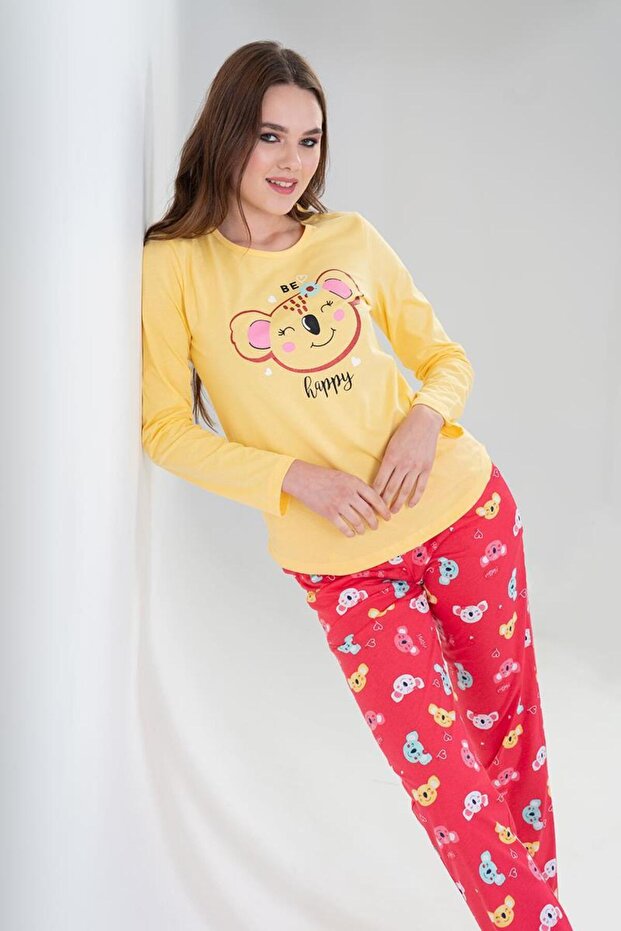 Vienetta Kadın Sarı Uzun Kollu Pijama Takımı - 2