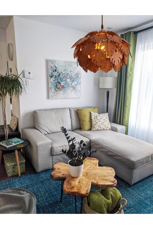 Circle Modern Aydınlatma Tasarım Globe Küre Doğal Ahşap Mdf 3d Lazer Kesim Rustik Salon Avize Aplik - 5