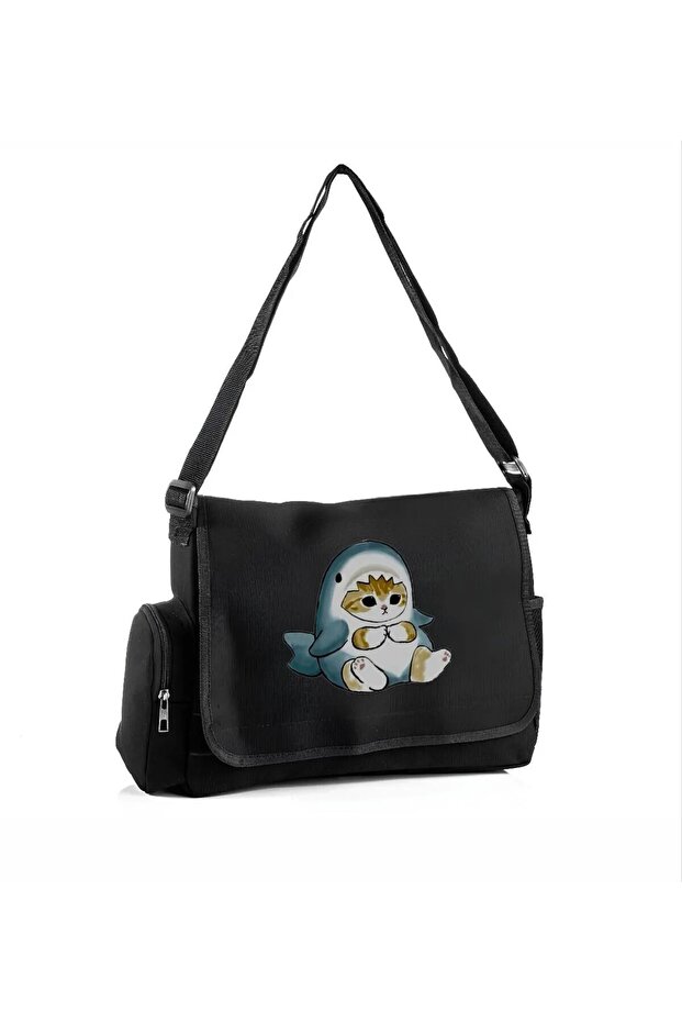 Sweet Cat in Shark Costume Picture Printed Messenger Bag