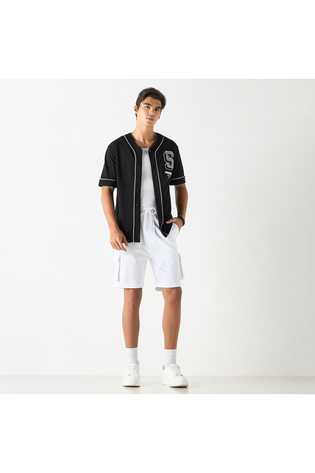 Printed Shorts with Drawstring Closure and Pockets - 2
