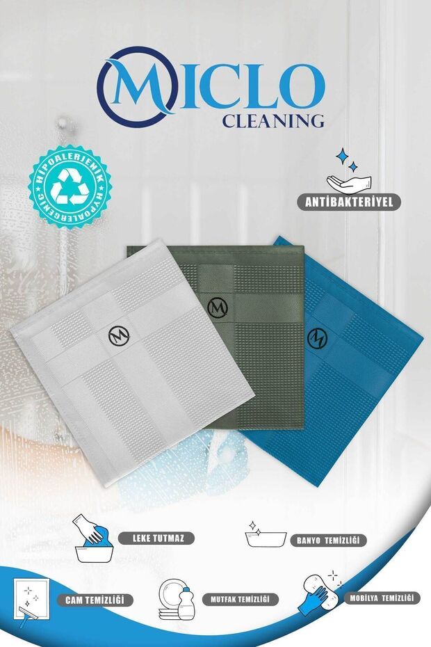 Set of 3 Microfiber Cleaning Cloths - Magic Cloth, 30X40Cm, - Dark Colors