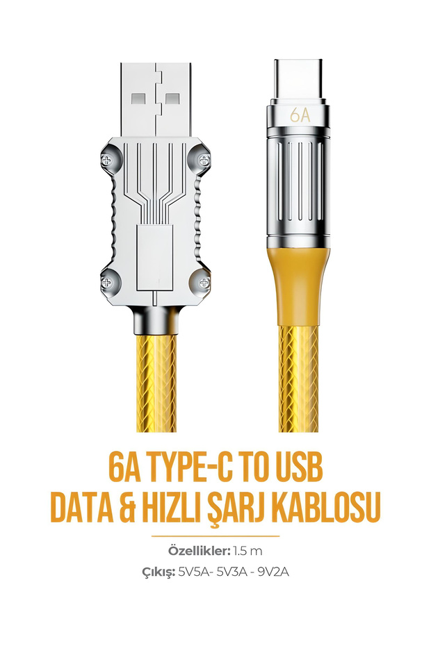 6A Type-c to Usb Hızlı Şarj Kablosu 1.5 mt - Yüksek Kalite - 2