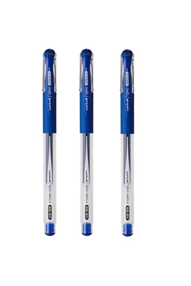 UNIBALL SIGNO NEEDLE ( 0.38 ) قلم جل ذو طرف إبرة أزرق (ثلاث قطع)