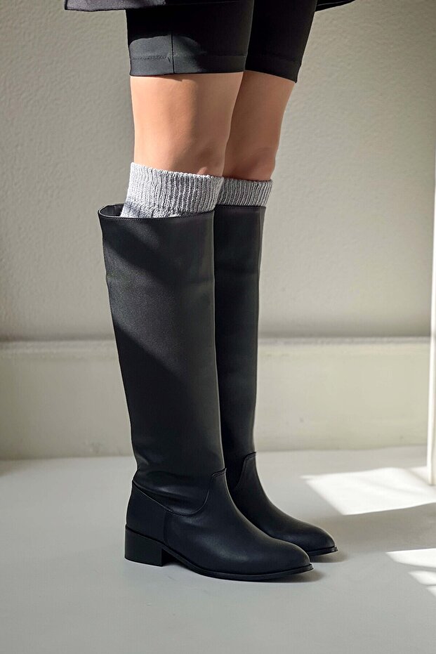 Walter Czarne Matowe Blunt Toe Damskie Buty Na Obcasie - 7