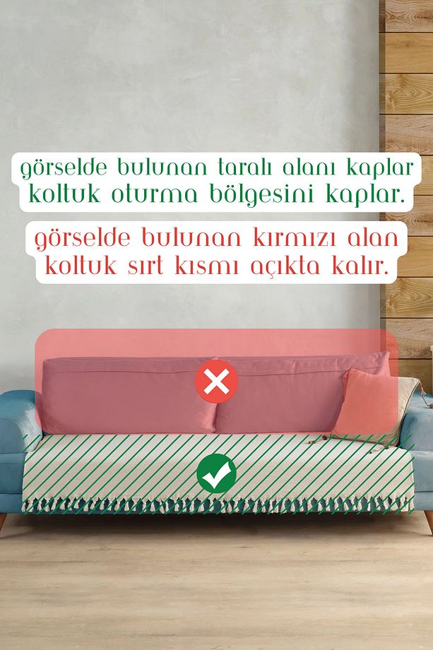Yıldız Oturma Yerini Kapatan Koltuk Örtüsü Bej 115x200 - 3