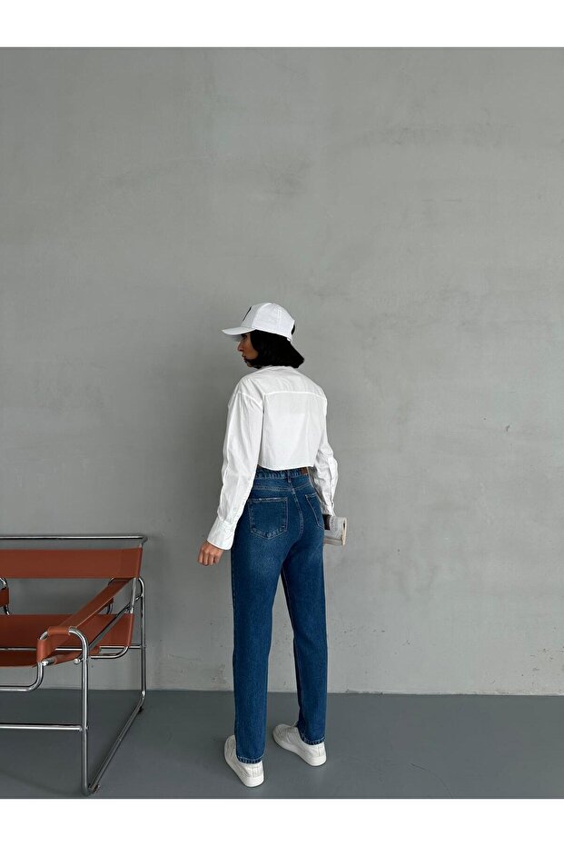 ZEO Basic ليكرا Mom Jean - أزرق داكن مطحون - 7