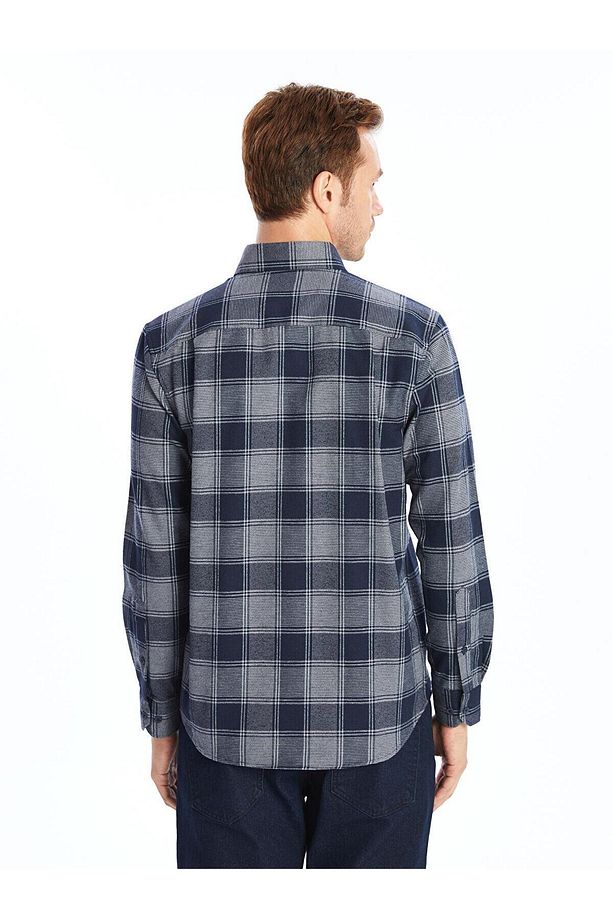 LCWAIKIKI Classic Ekoseli Regular Fit Uzun Kollu Ekose Gabardin Erkek Gömlek - 4