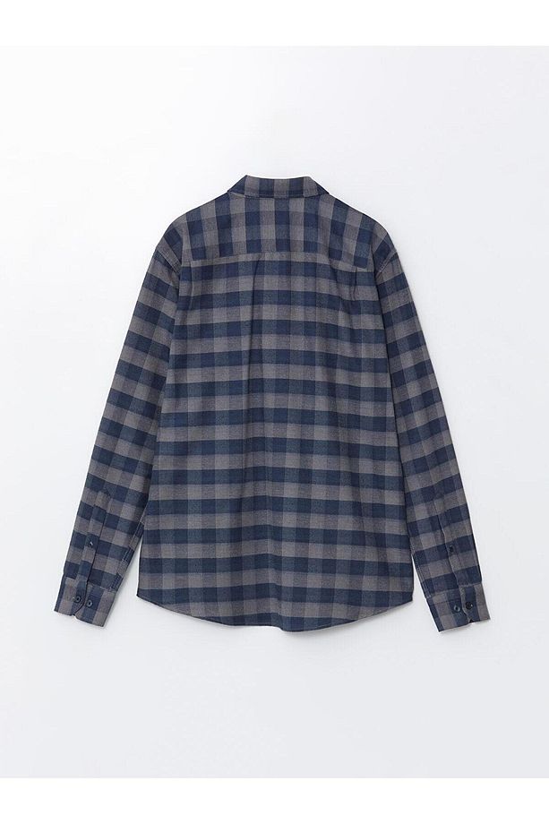 LCWAIKIKI Classic Ekoseli Regular Fit Uzun Kollu Ekose Gabardin Erkek Gömlek - 6