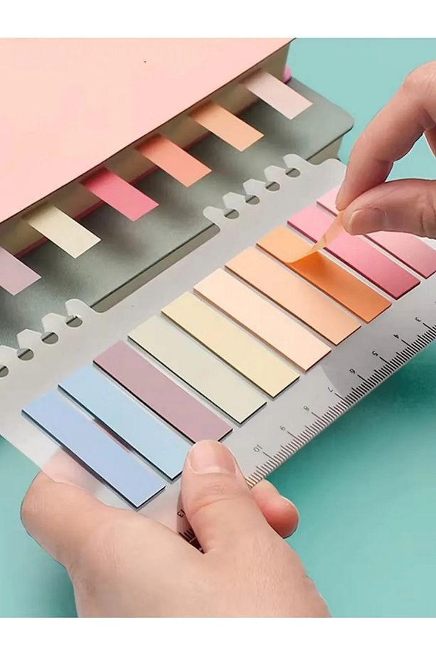 Pastel Tonlar 800 Yaprak Şeffaf Cetvelli Postit Not Kağıdı Seti 4 Adet Set-1 - 3