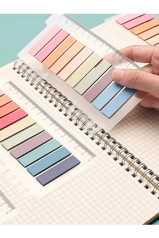 Pastel Tonlar 800 Yaprak Şeffaf Cetvelli Postit Not Kağıdı Seti 4 Adet Set-1 - 4
