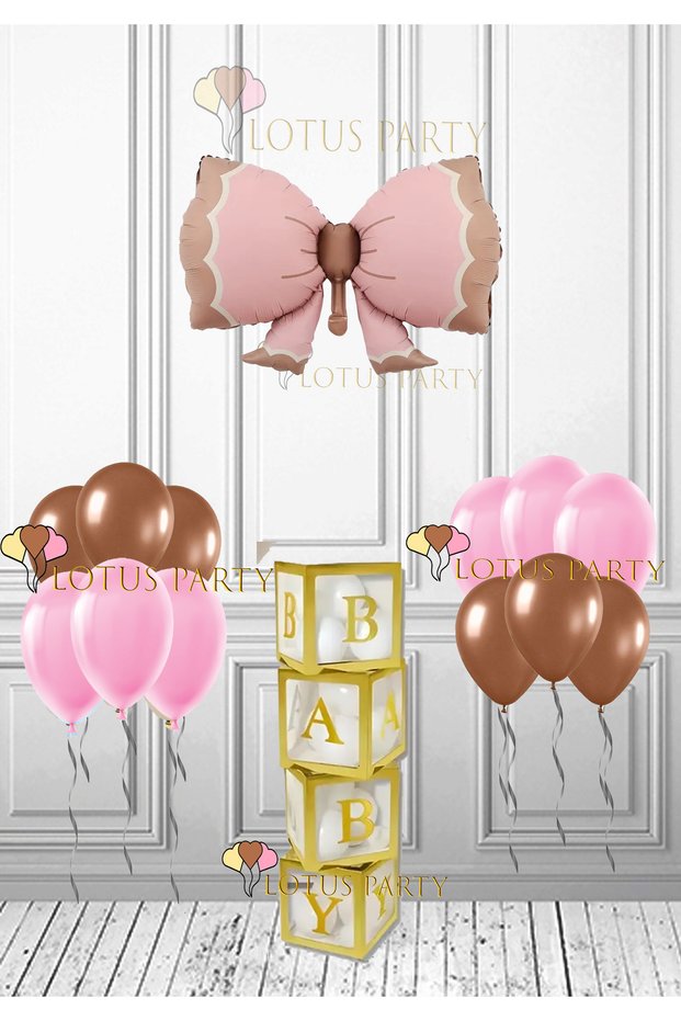 Baby Girl Hospital Room Decoration with Retro Bow - Brown Newborn Room Decoration Set