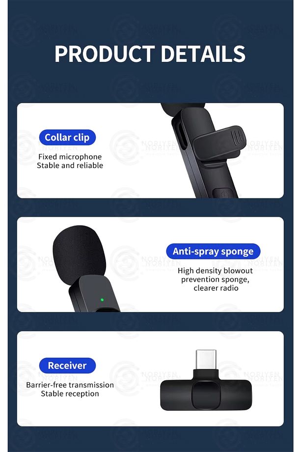 iPhone İçin Pro Model Kablosuz 2'li Yaka Mikrofonu Influencer Youtuber Tiktok 2 Adet Mini Mikrofon - 7