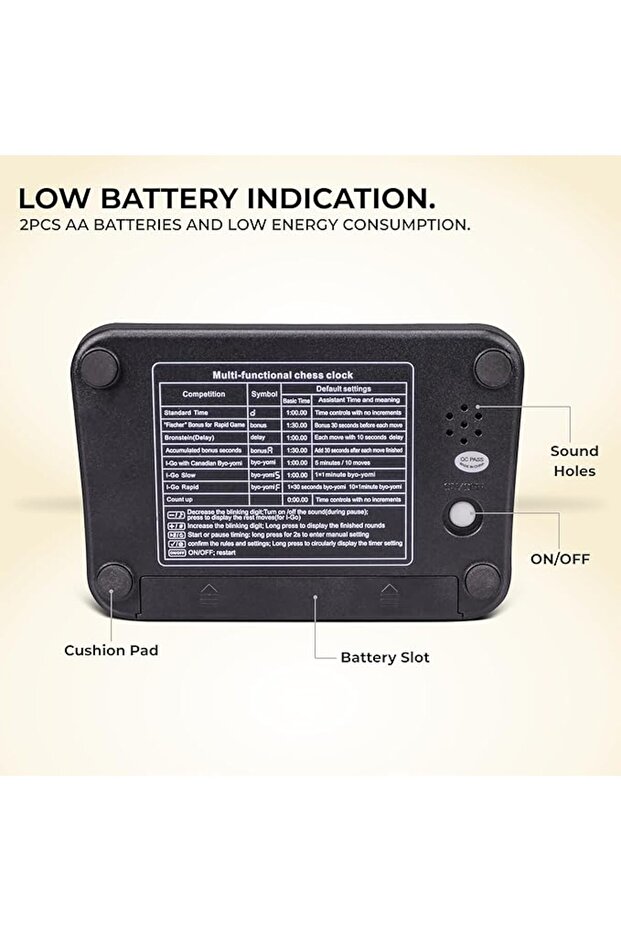329 ساعة شطرنج بلاستيكية سوداء - 2