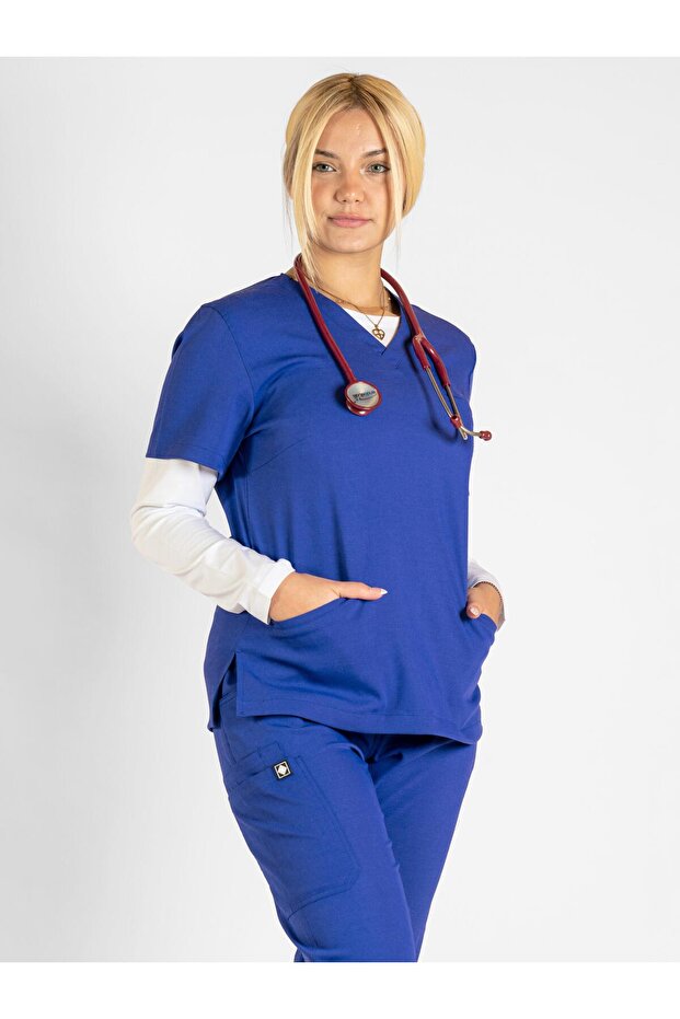. Tea Rose Women's Scrubs Set – Doctor and Nurse Uniform with Stretchable Fabric, Ergonomic Cut, and Modern V-Neck