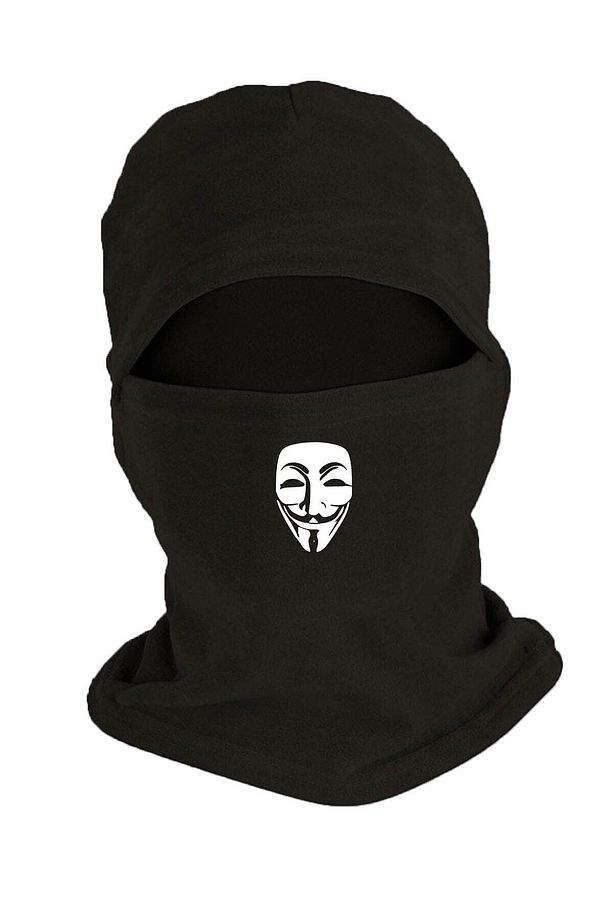 Hacker Baskılı Kışlık Polar Kar Maskesi Siyah rnz2933 - 1