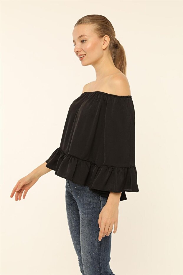 بلوزة ذات ياقة مطاطية - 3