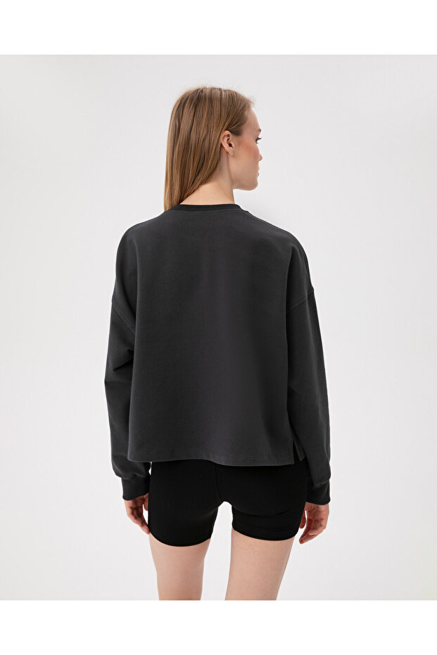 Kadın Antrasit Koyu Gri Basic EasySize Sweatshirt - Uzun Kollu, Basic Fit - 2