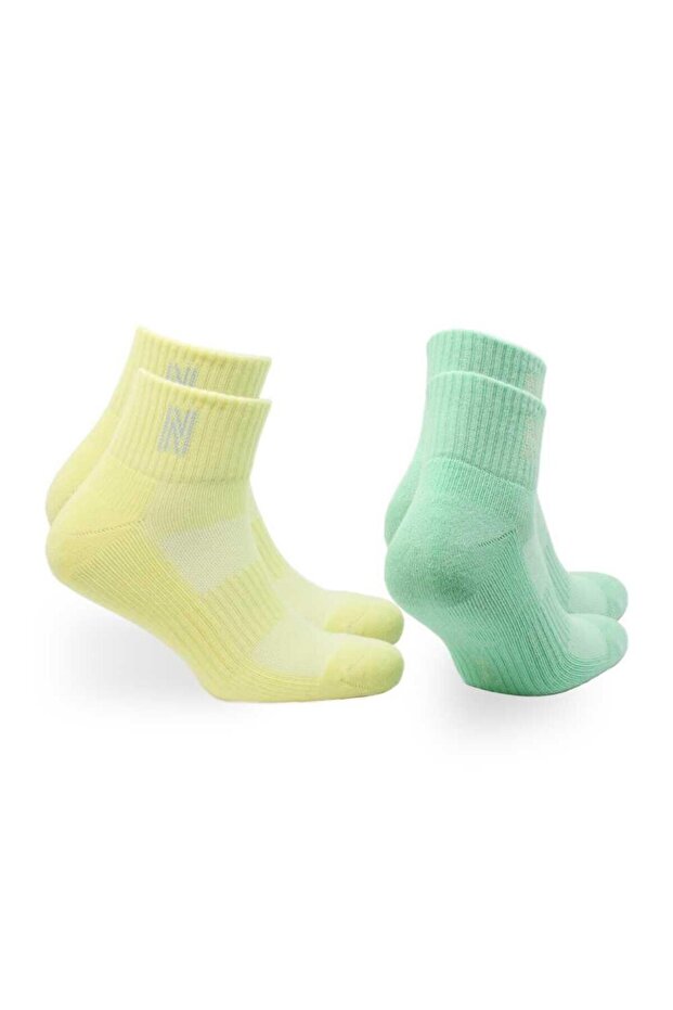 Montreal Extra Cushioning Cotton Casual Sports Socks 2 Pack Green/Yellow