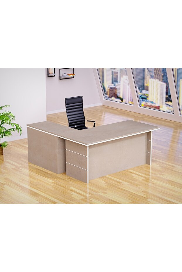 Light Concrete-White ED-1 Executive Desk 180 cm