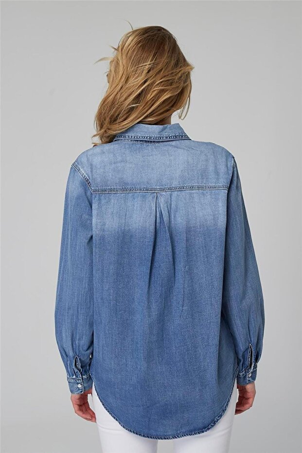 Jean Taşlamalı Gömlek - 4
