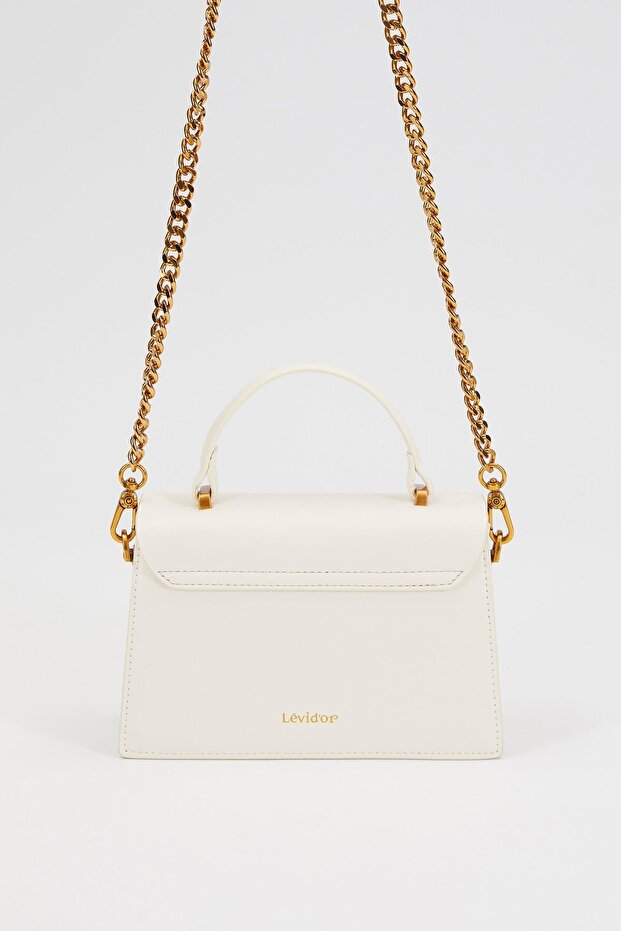 حقيبة يد بتصميم مربع أبيض - 5