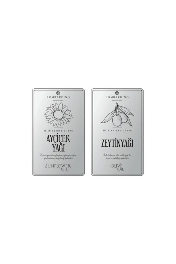 Lombardino 2 Adet Zeytinyağı Ve Ayçicek Yağı Etiketi Sticker Seti 11x6,6 Cm Gümüş - 2