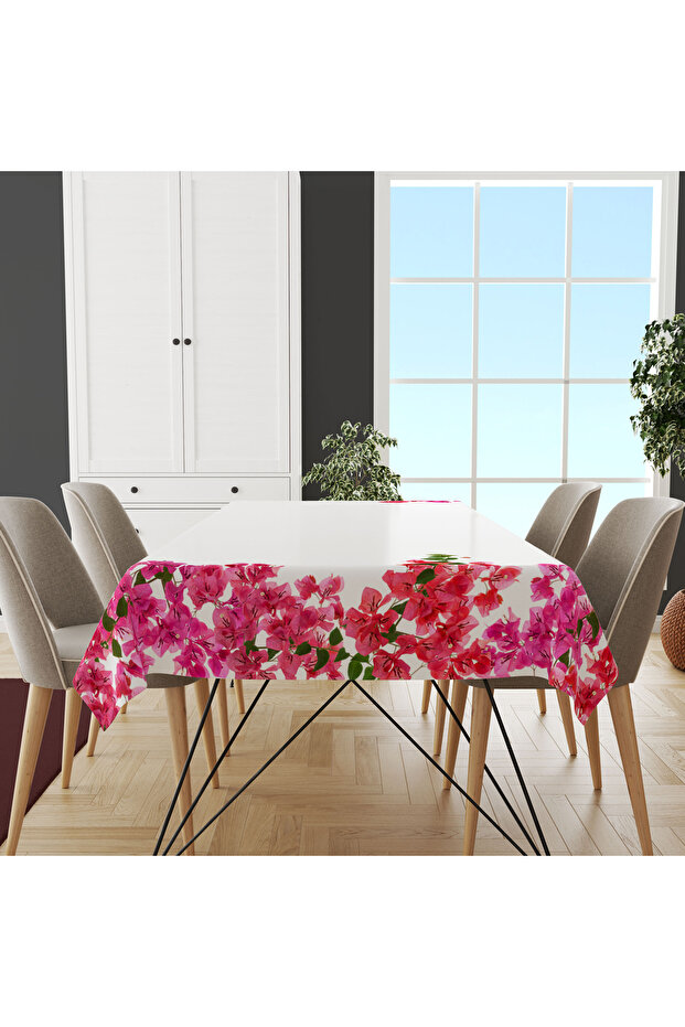 Red Flowers Digital Printed Tablecloth
