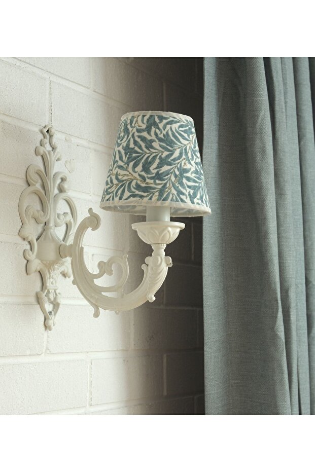 Artur Single Zamak Metal Cream Sconce - with Turquoise Leaf Cap