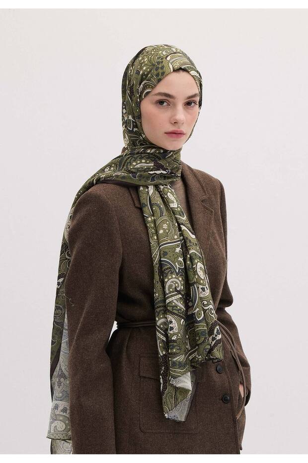 Green Siara Patterned Shawl - 3