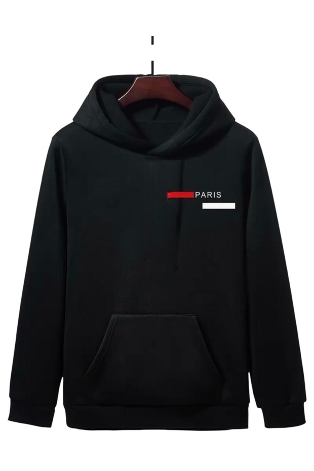 Unisex Black Basic Hooded Sweatshirt Printed Hoodie 100% Cotton