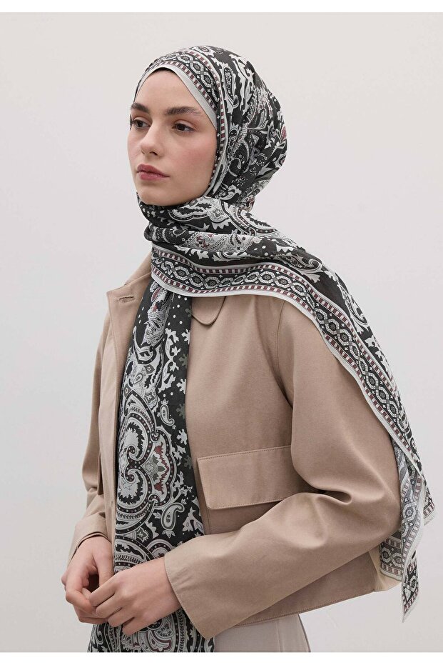 Anthracite Lena Patterned Shawl - 4