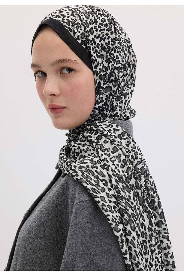 TINY LEOPAR DESEN ŞAL SİYAH - 3