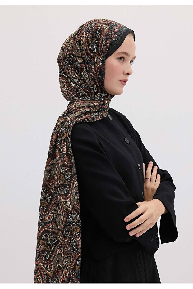 شال أسود بنمط صدى عتيق - 1