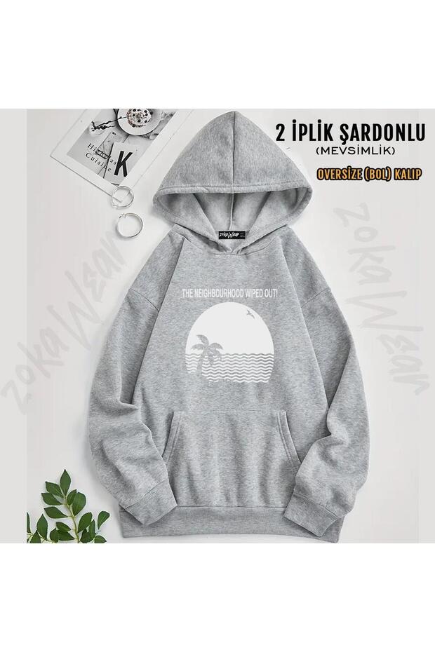 The Neighborhood Wipe Out Printed Hooded Oversize Sweatshirt (2 Thread)