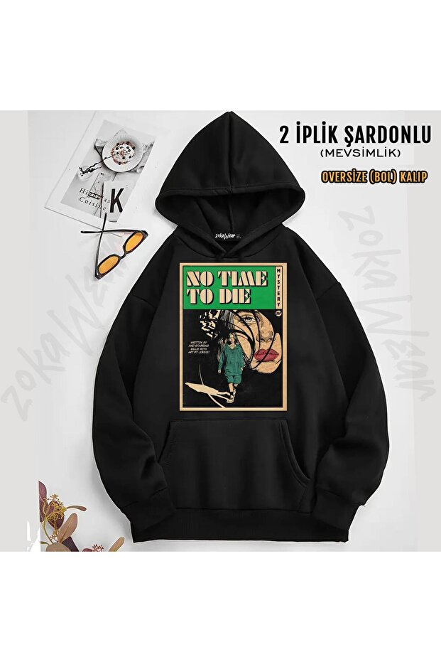 No Time Billie Eilish Printed Hooded Sweatshirt (2 Thread)
