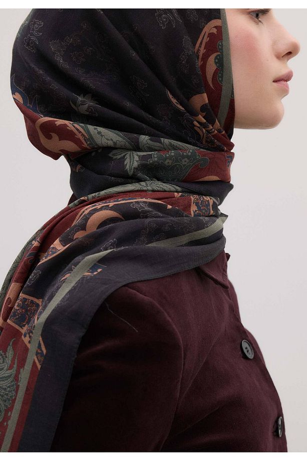 SIENNA DESEN ŞAL BORDO - 5