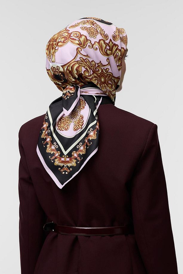 Desenli Twill İpek Eşarp Fiona - 5