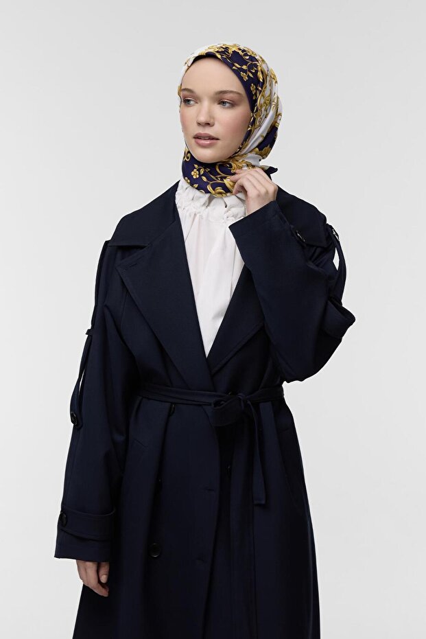Desenli Twill İpek Eşarp Lea - 3