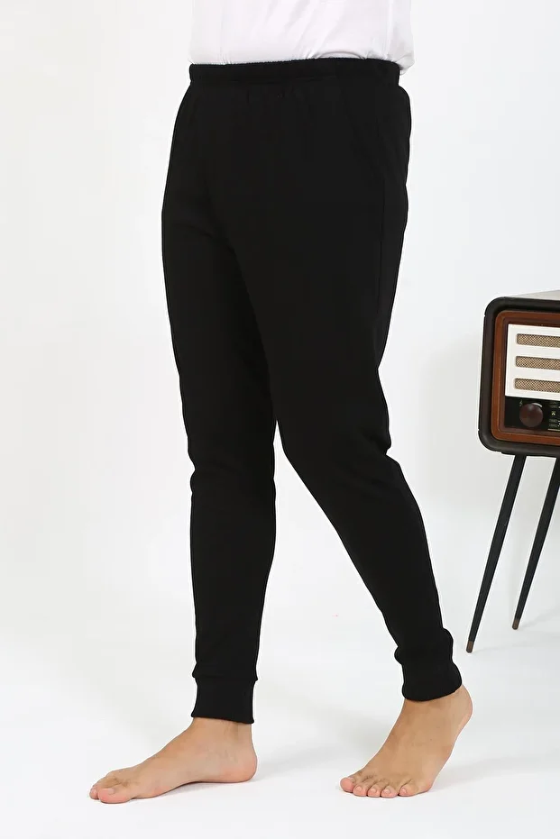 Erkek Pamuk Tek Alt Pijama Siyah 27551 - 5