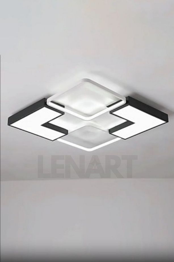 Tetris Kare Model Yüksek Aydınlatmalı Tavan Led Avize, 3 Renk Aydınlatma, Kumandalı Avize,spor Avize - 4