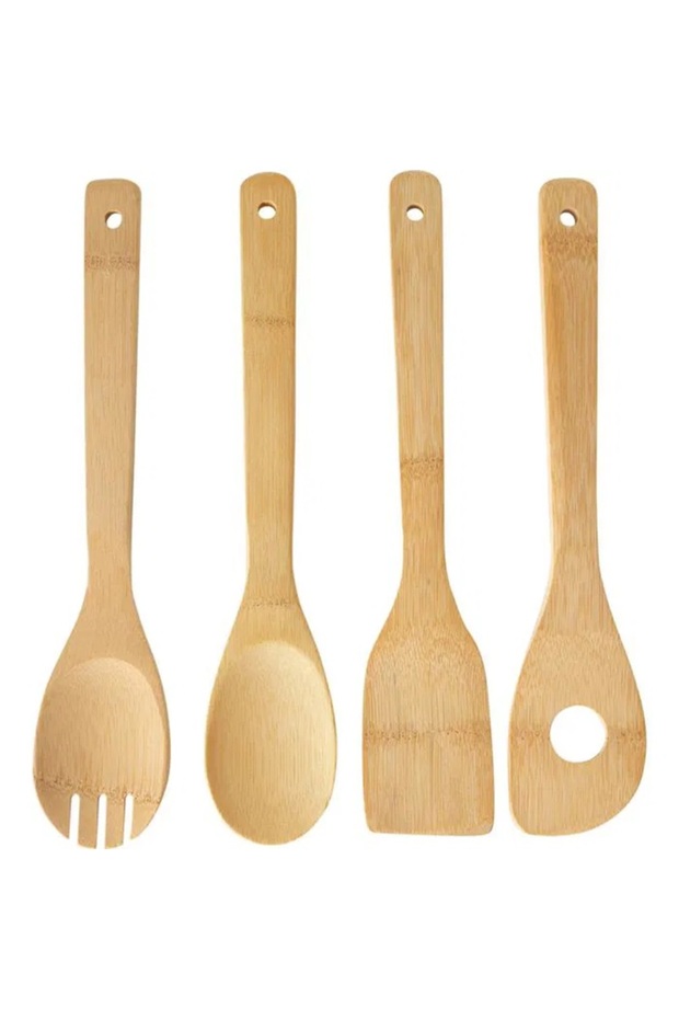 4 parça ahşap bambu servis seti - 1