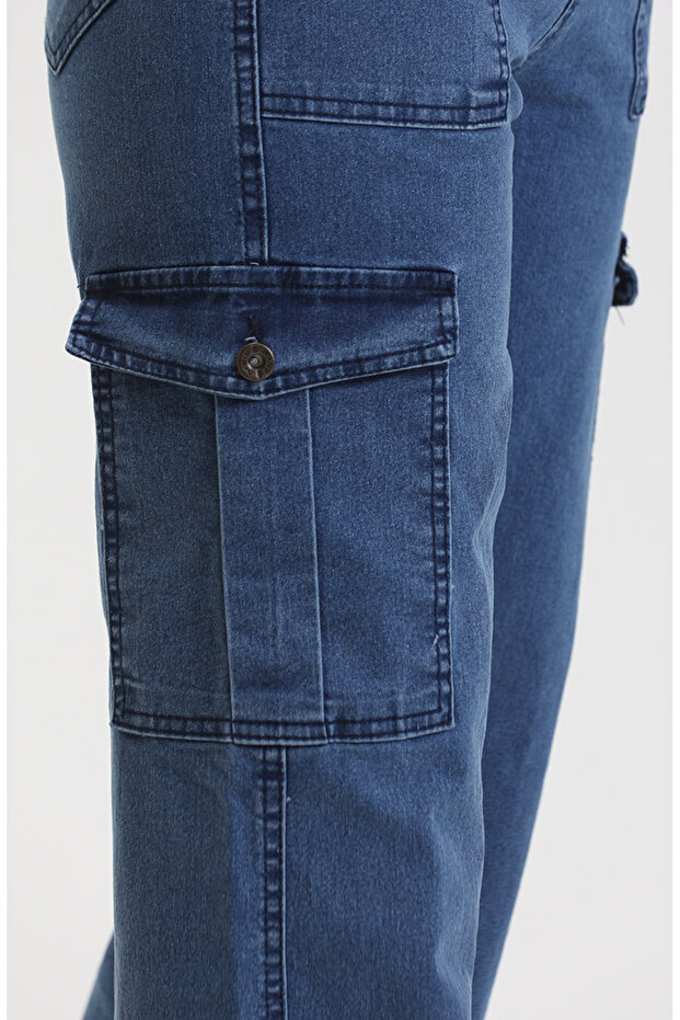 Kargo Cep Kot Pantolon 2828-03 Kot Mavi - 4