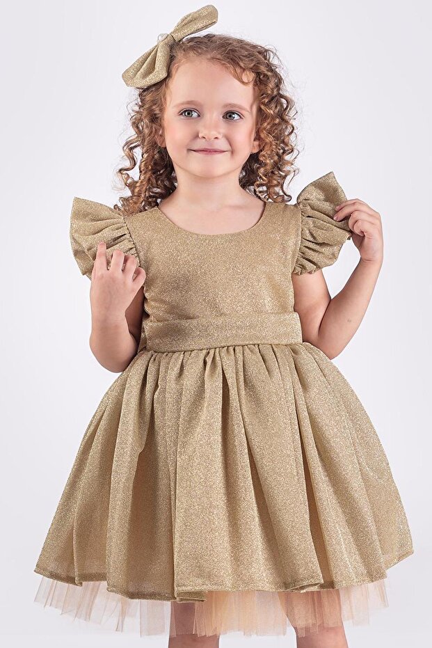Shiny Fabric Girl's Evening Dress