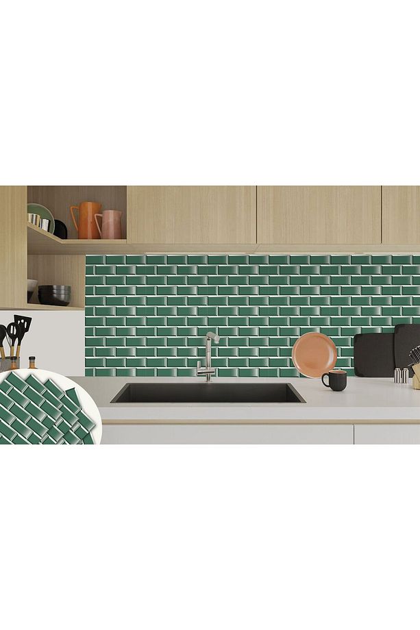 Kendinden Yapışkanlı Zümrüt Metro Desenli Pvc Karo 30x30 Cm (11 ADET) 1m2 - 5
