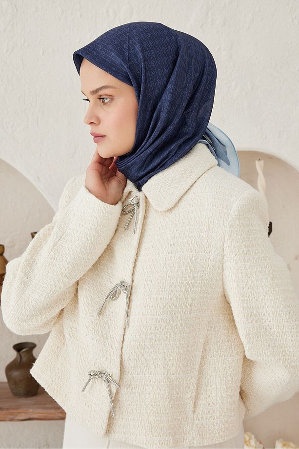 Çizgisel Daire Mk Pamuk Eşarp - 1