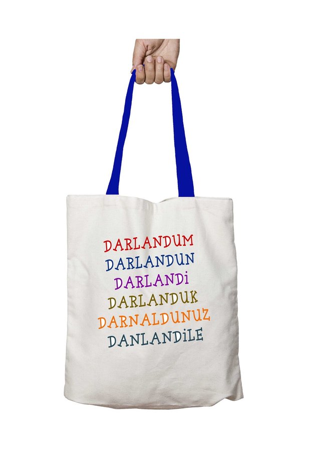 Darlandum Darlanduk Darlandile Washable Shoulder Bag with Blue Handles
