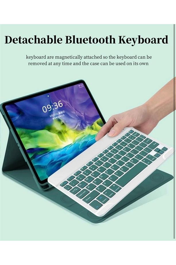 Samsung Galaxy Tab S10 Plus Tablet Kılıf Bluetooth Keyboard Klavye Akıllı Standlı Wireless Touchpad - 2