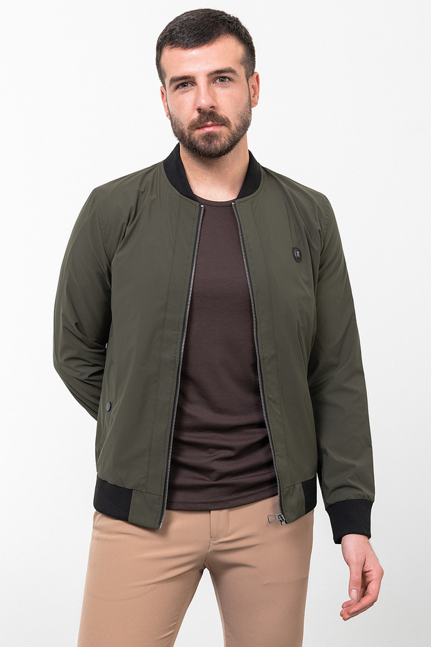 Straight Slim Fit Judge Collar Men's Coat Khaki - 39584.23Y