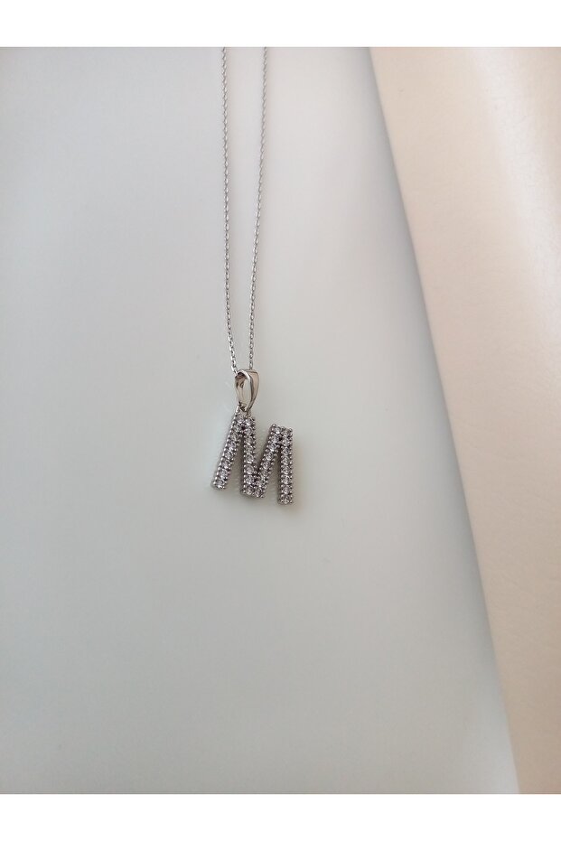 Xupıng Zircon Stone m Letter Steel Necklace