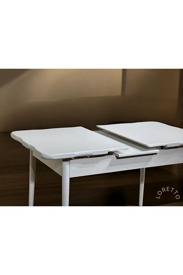Glosmax Beyaz Ahsap Ayak 80x130 Cm Mutfak Masası - 1